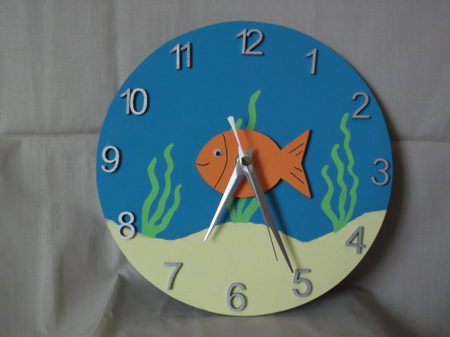 Wooden Clock Fish Undersea themed battery operated by CraftyCavern
