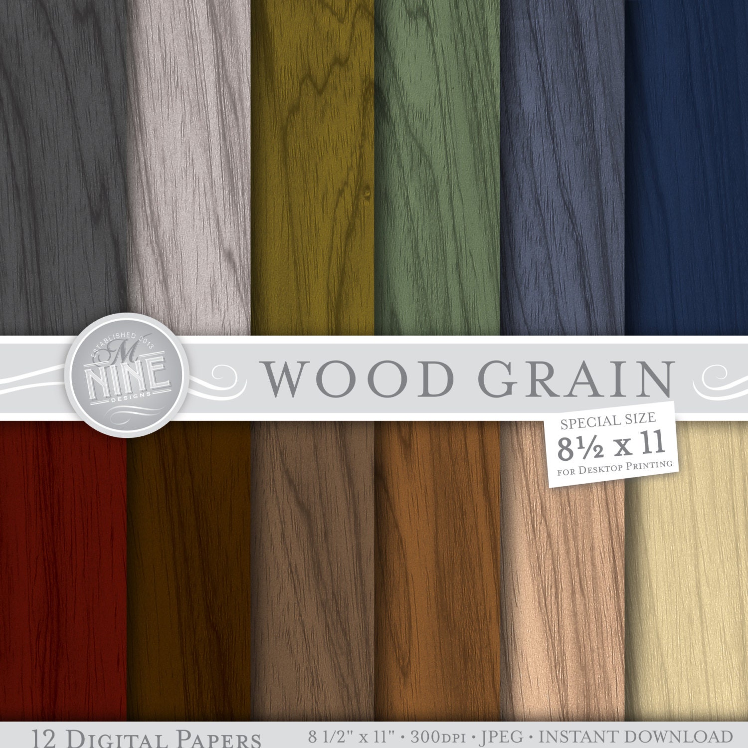 WOOD GRAIN Digital Paper Pack 8 1/2 x 11 Pattern