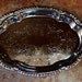 Vintage SHELTON WARE, NYC, Silver Polished Chrome Serving Platter Display Tray with Ornate engraved Scroll pattern