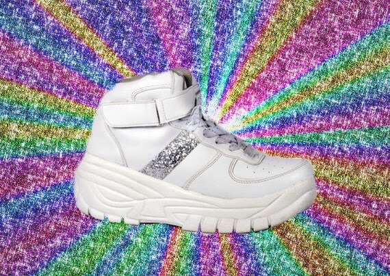 90s white platform sneakers
