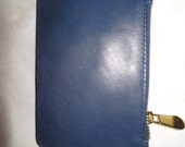 Blue leather pouch, leather wallet, small purse, leather purse with heart, blue woman purse, woman purse, purse with heart motifs, purse.