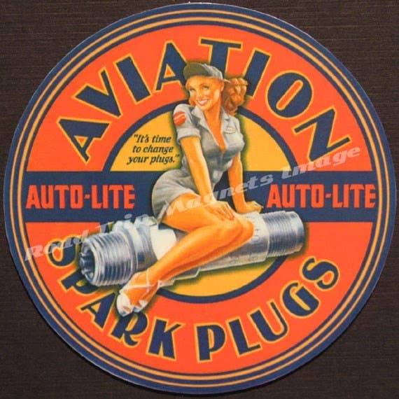 Autolite Aviation Spark Plugs Girlie Pin up by