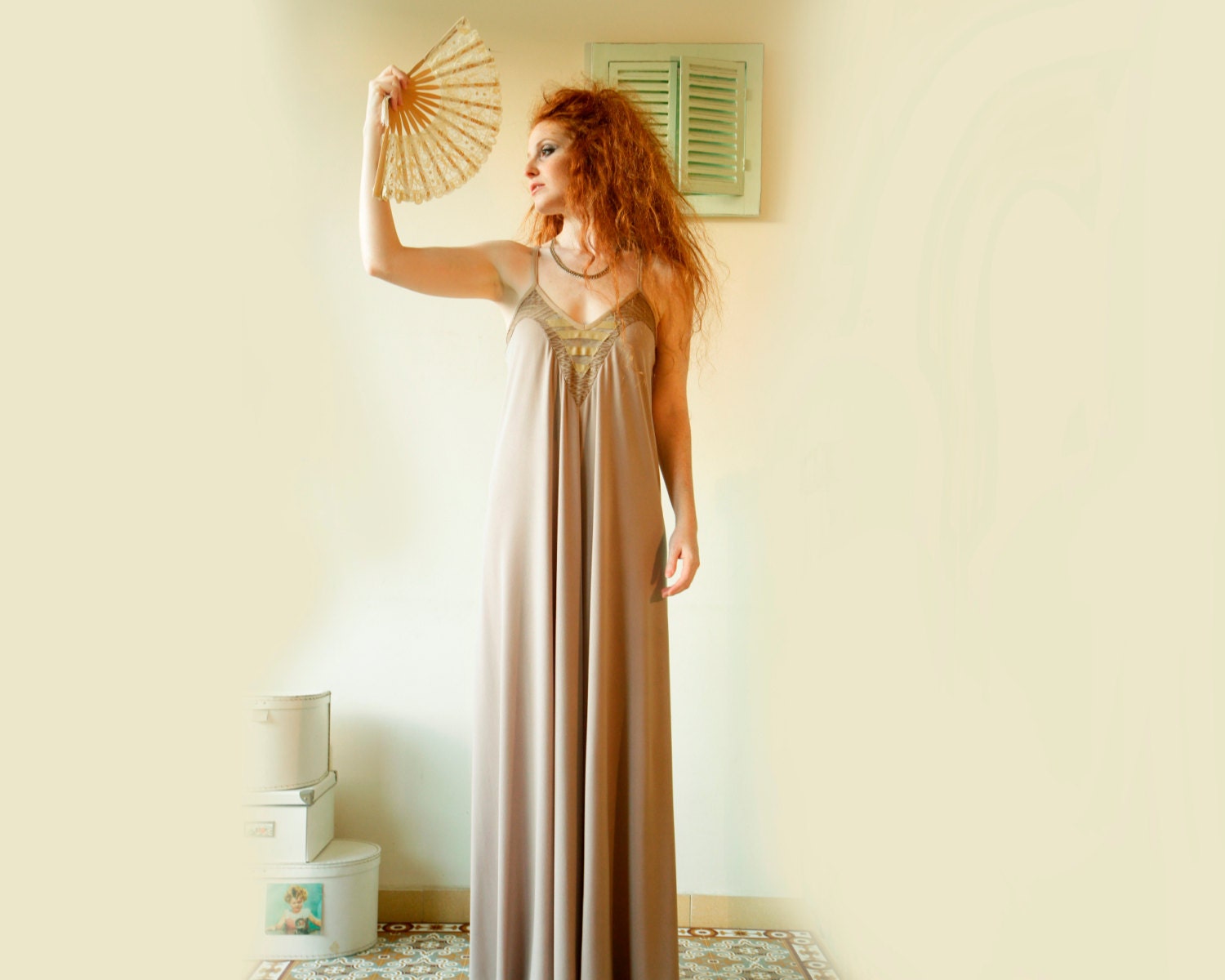 nude beige gown