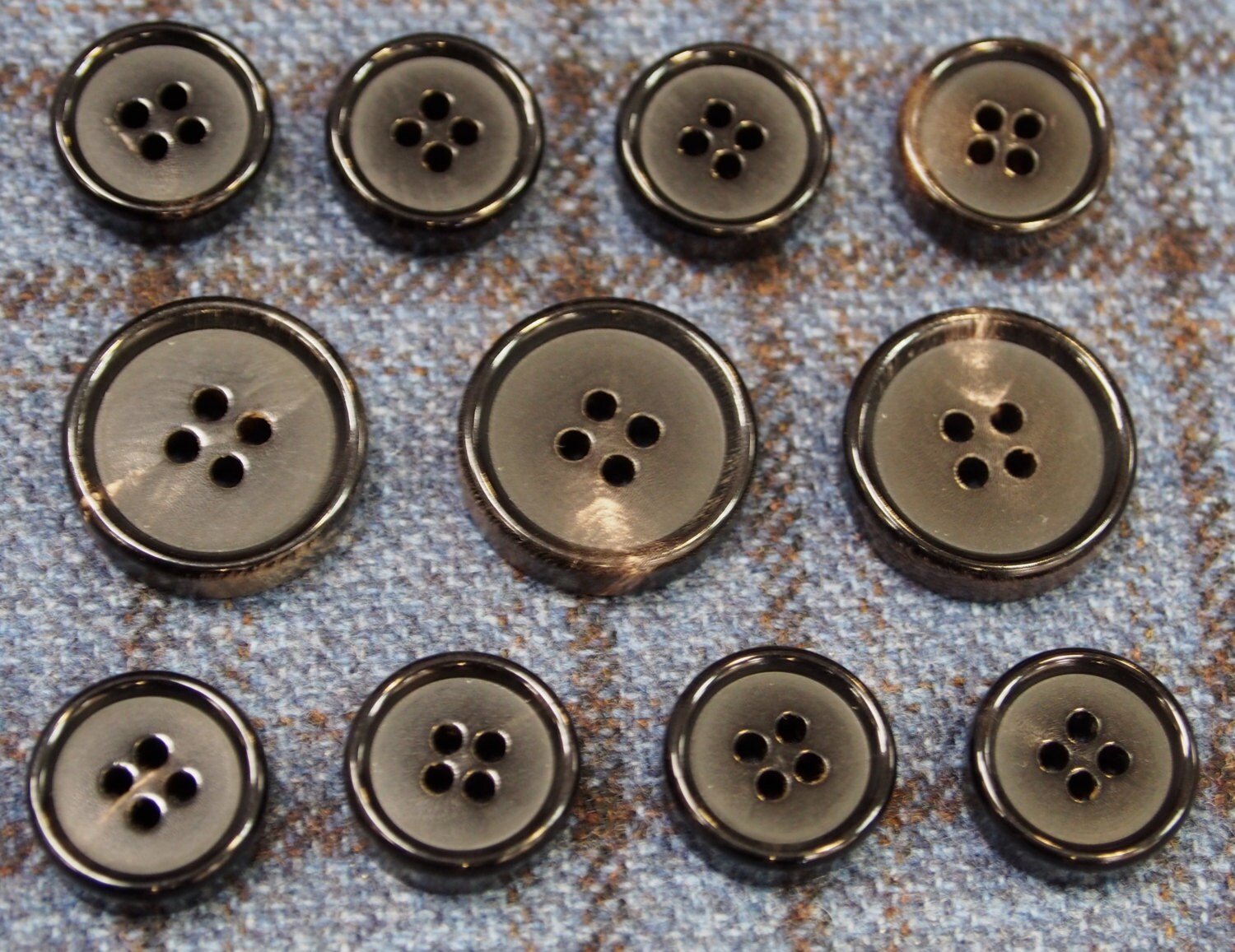 Ultra Thick Genuine Black Horn Buttons Set for suit jacket