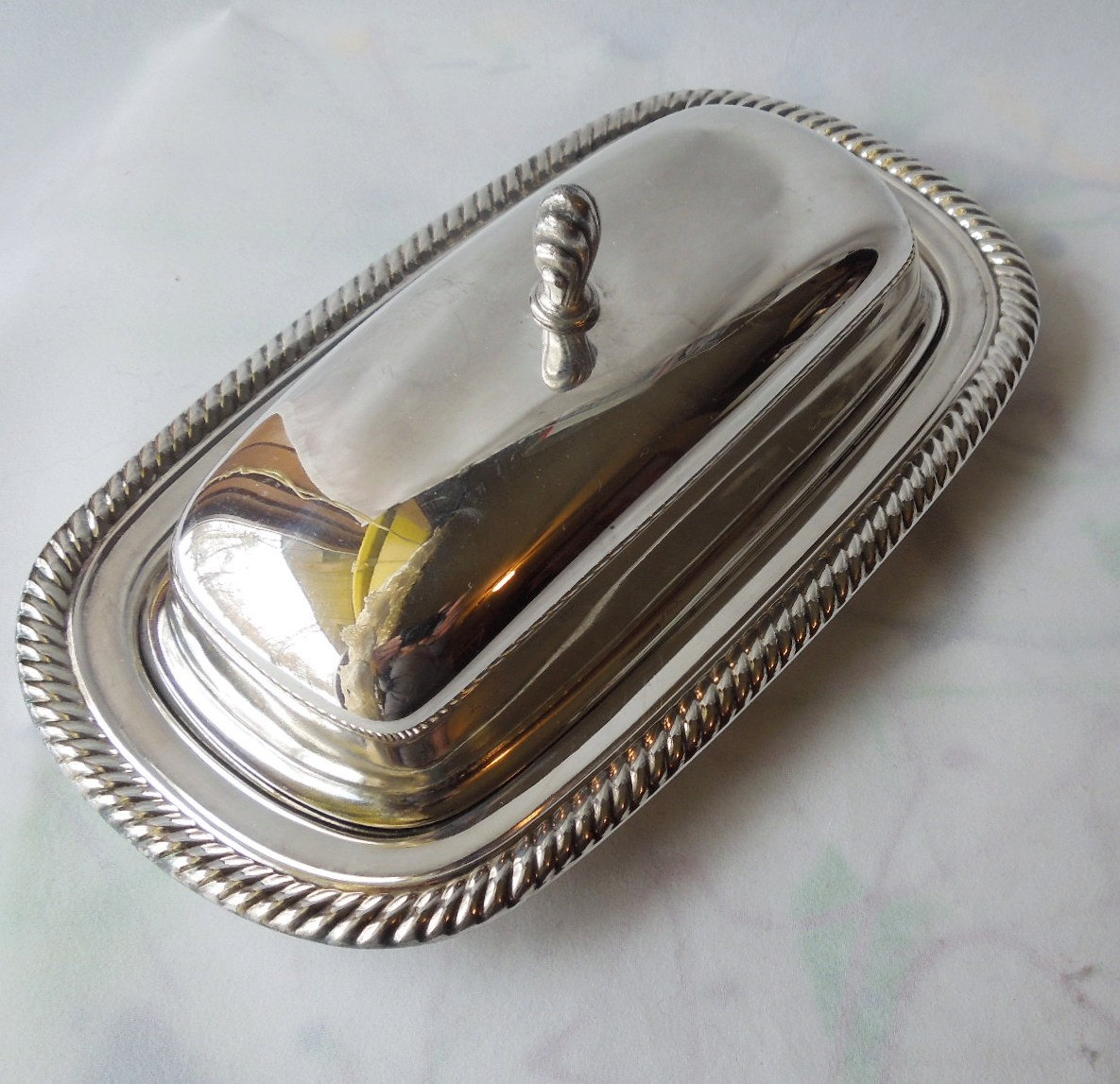 Vintage Silver plate butter dish with cover and by GUTTERSNIPES