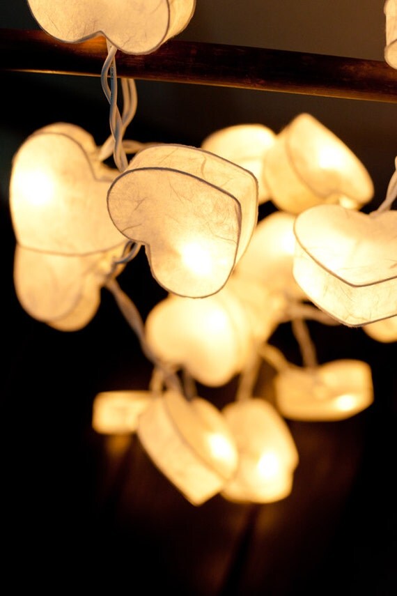 20 Bulbs White Heart Paper Lantern String Lights for Party