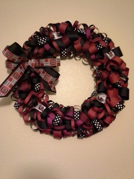 16 Gamecock ribbon loop wreath by RibbonsGoneWild on Etsy