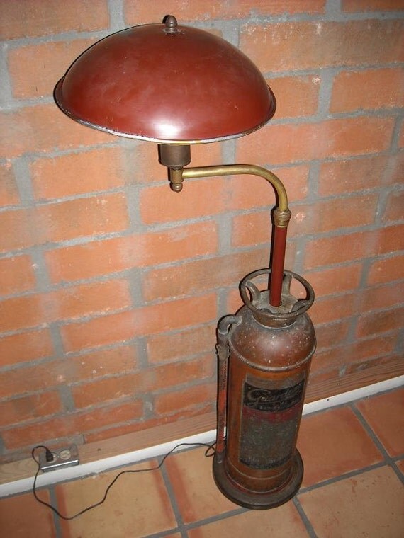 Vintage Guardene Copper Fire Extinguisher Floor Lamp