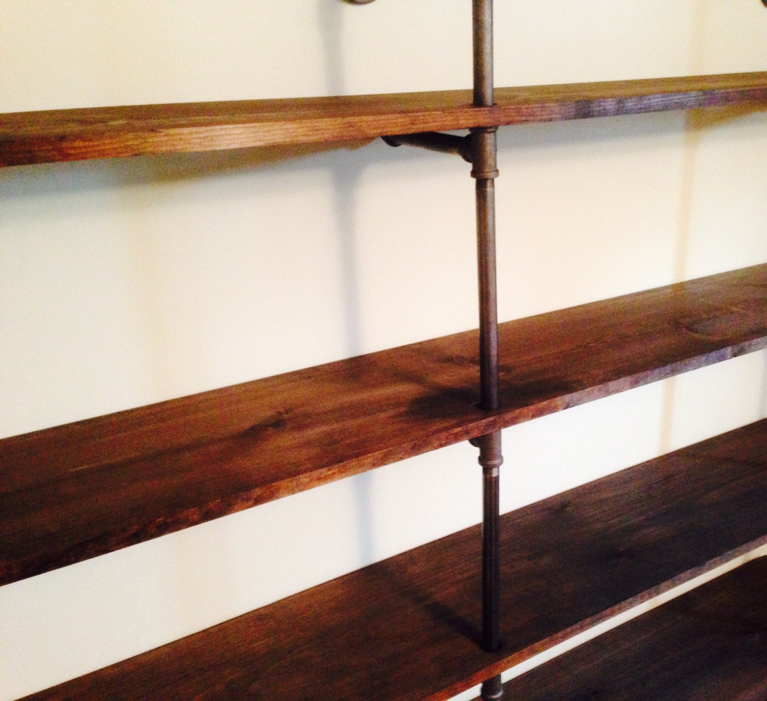 Wood and Steel Pipe Shelf or Bookshelf