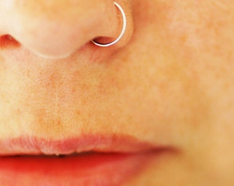 Small Nose Ring, Thin nose ring, silver hoop, small gold hoops, nose jewelry, body piercing, hoop earring