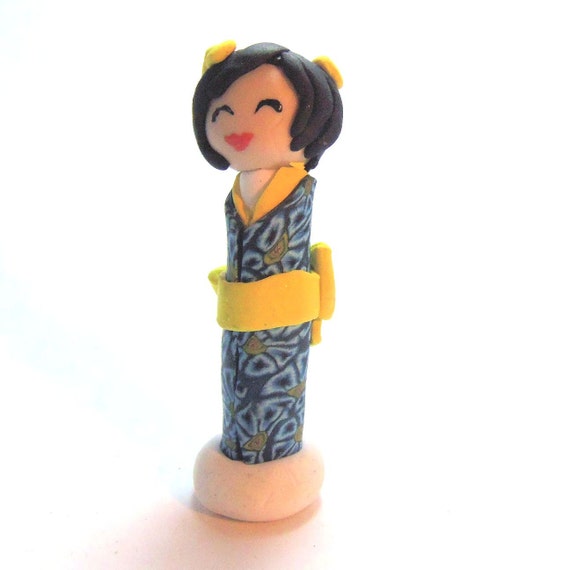 Kokeshi Doll Japanese Geisha Girl Polymer Clay Doll