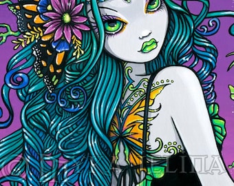 Mariposa Rainbow Sunset Butterfly Tattoo Fairy Canvas ACEO CU
