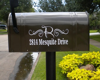 One Mailbox Decal, custom address sticker with initial, elegant mailbox, fancy mailbox, mailbox stickers, moving gift, new home, first place