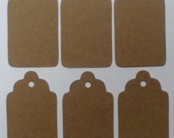 TAG SALE - 100 Chipboard Die Cuts - Scallop Hang Tags / Gift Tags / Package Labels - 100 Tags 2 3/4"