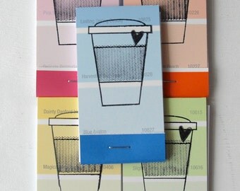 PAINT CHIP MATCHBOOK notepads Set of 5- Coffee Cup in brights