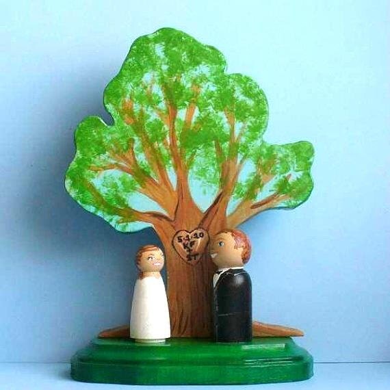 Items similar to Wedding Cake Toppers with Oak Tree Completely Custom Small Figures on Etsy