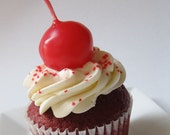 Birthday Cake or Cupcake Topper Candle - RED CHERRY -  cherry kiss scented