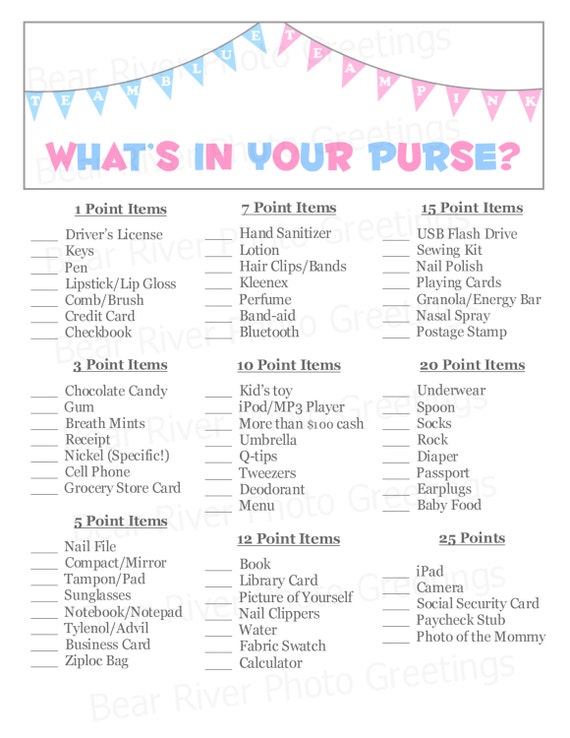 Instant Download What's In Your Purse Baby by PhotoGreetings