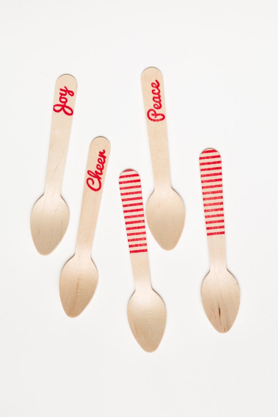 Holiday Wishes - 20 Wooden Ice Cream Spoons Il_570xn