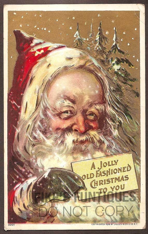 Santa Claus Embossed Vintage Postcard A Jolly by fikesfuntiques