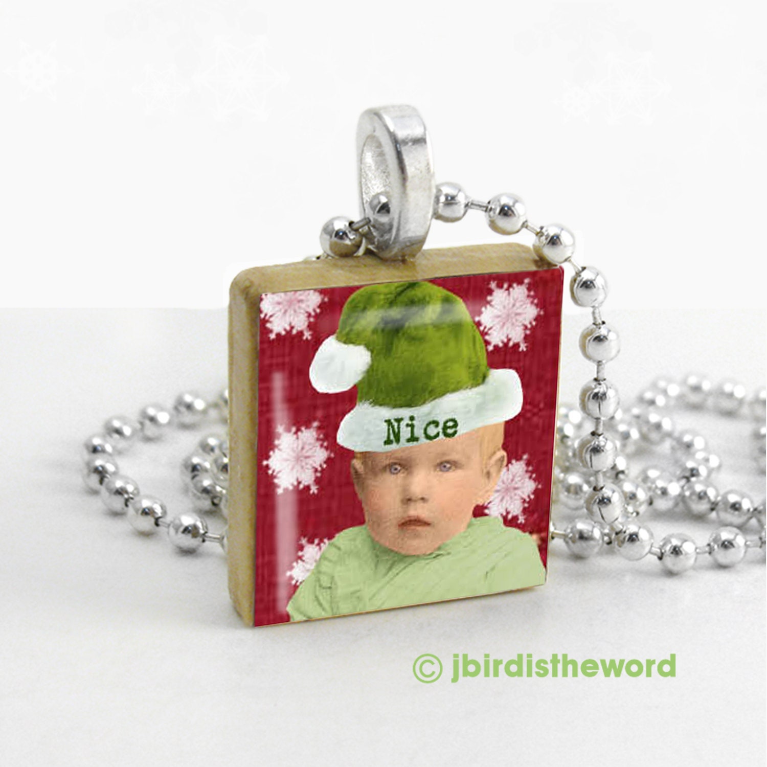 Nice - Scrabble Pendant - Christmas Pendant - Christmas Necklace - Christmas Ornament - Christmas Gift