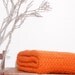 Ready to Ship Beautiful and Luxuriously Handcrafted CROCHET Blanket Throw TANGERINE ORANGE