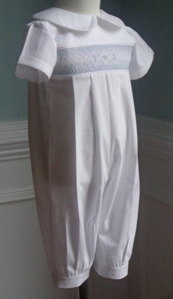 Long Pants Baby Boy Baptism Hand Smocked outfit made to order