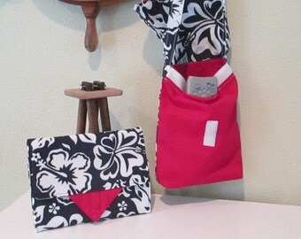 Handmade -Red, White And Blue Tropical - Kindle Cover - Padded eReader - Kindle - Kindle Fire - 7 1/2 x 5 1/4 cover and Carry Bag
