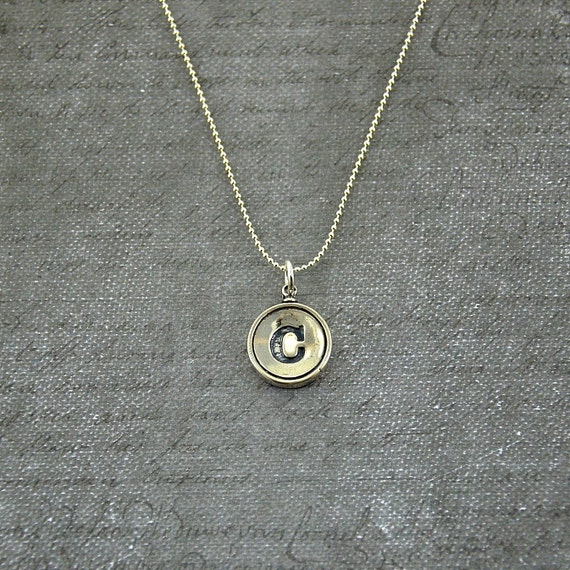 Letter C Necklace Sterling Silver Initial Typewriter Key
