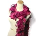 Hand Knit Ruffled Scarf - Pink Hot Pink Purple