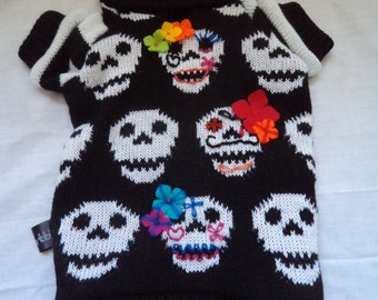 Day of the Dead Sugar Skull Dog Sweater/Jumper/coat/clothing Size medium