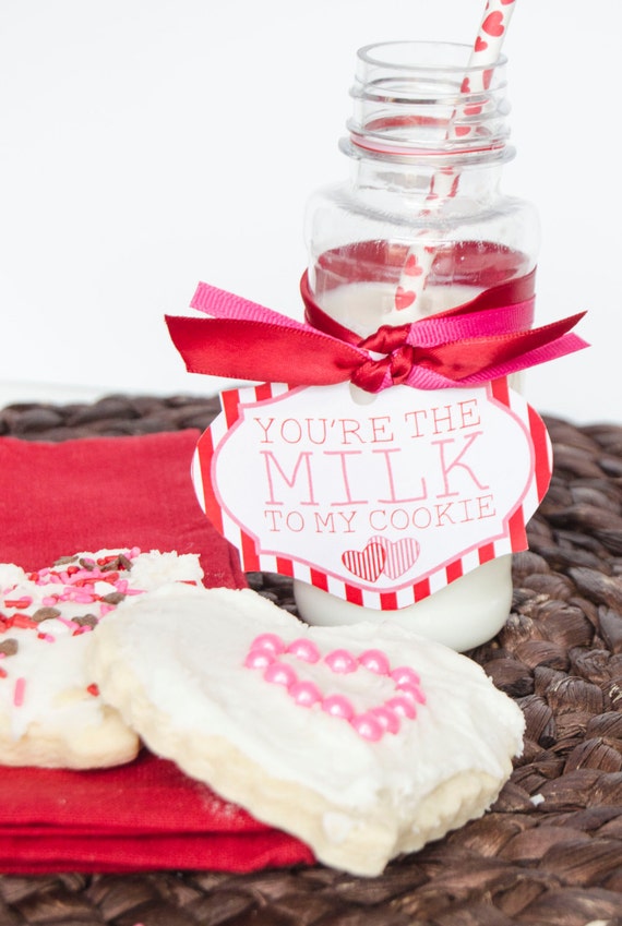 Valentine PRINTABLE 'You're The Milk To My Cookie' Classroom Tag by Love The Day Il_570xn