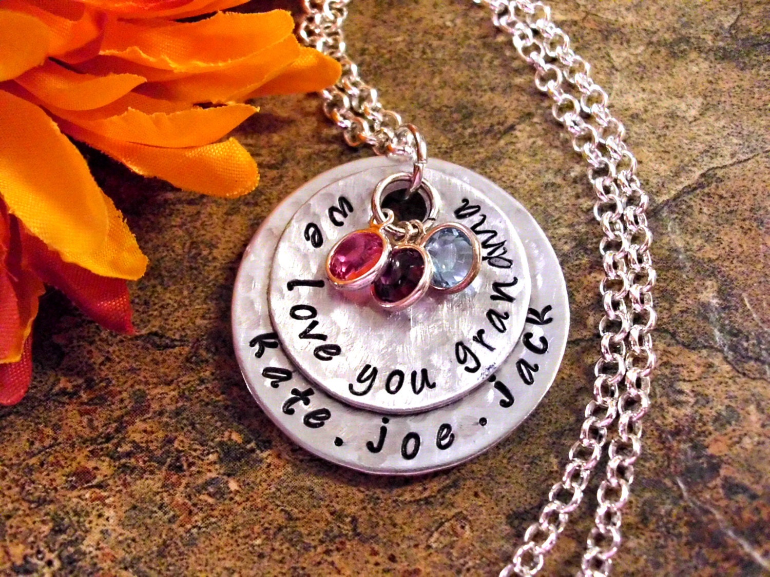 Grandma Necklace Personalized Jewelry Hand Stamped Jewelry