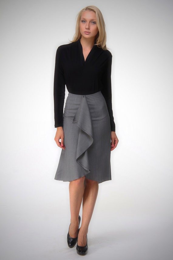 High low skirt A line grey skirt knee length Custom order