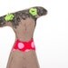 Soft sculpture African girl with curls pigtails Wearing pink skirt and red scarf with neon pink polka dots- handmade fabric eco doll