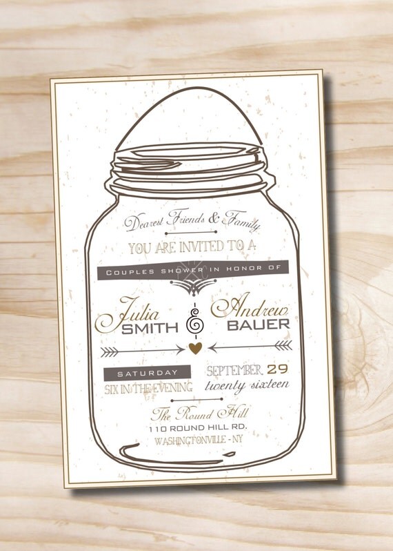 Mason Jar Invitation - Printable digital file or printed invitations Il_570xn