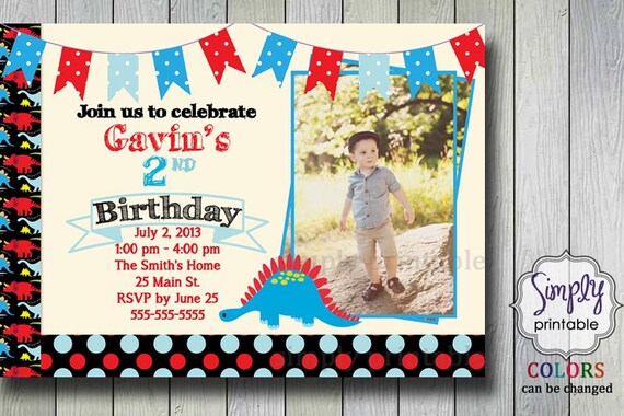 Birthday Invite with Dinosaurs Il_570xn