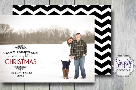 Chevron Merry Little Christmas Photo Card Il_570xn