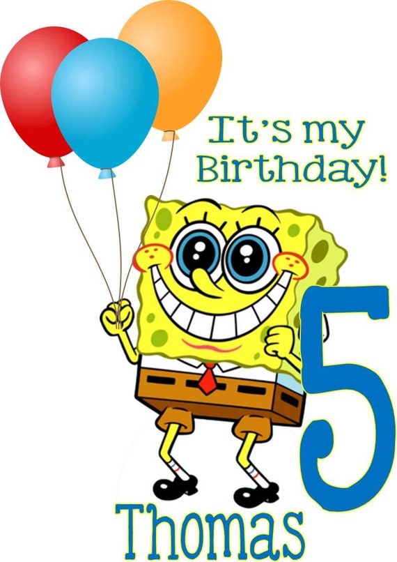 Download Spongebob Birthday Iron On Applique with Name by Icingtopsthecake