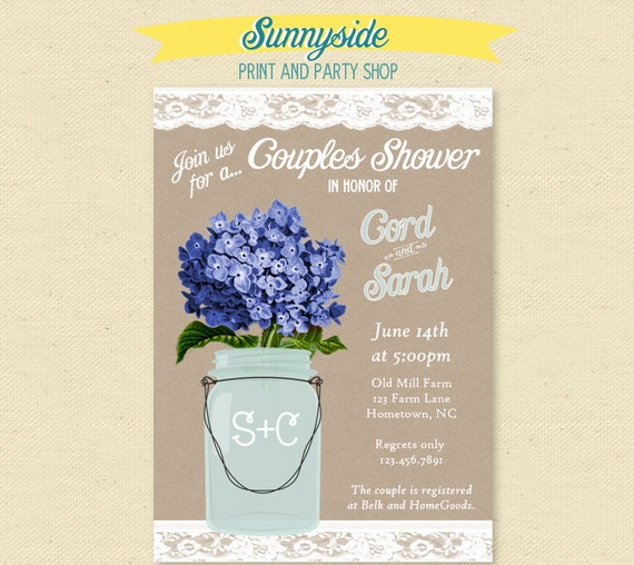 His & Hers Couples Wedding Shower Invite - Rustic Invitation - Printable Il_570xn