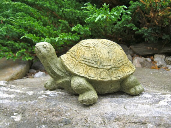 Turtle Statue Stretching Painted Concrete Garden Figure by ...