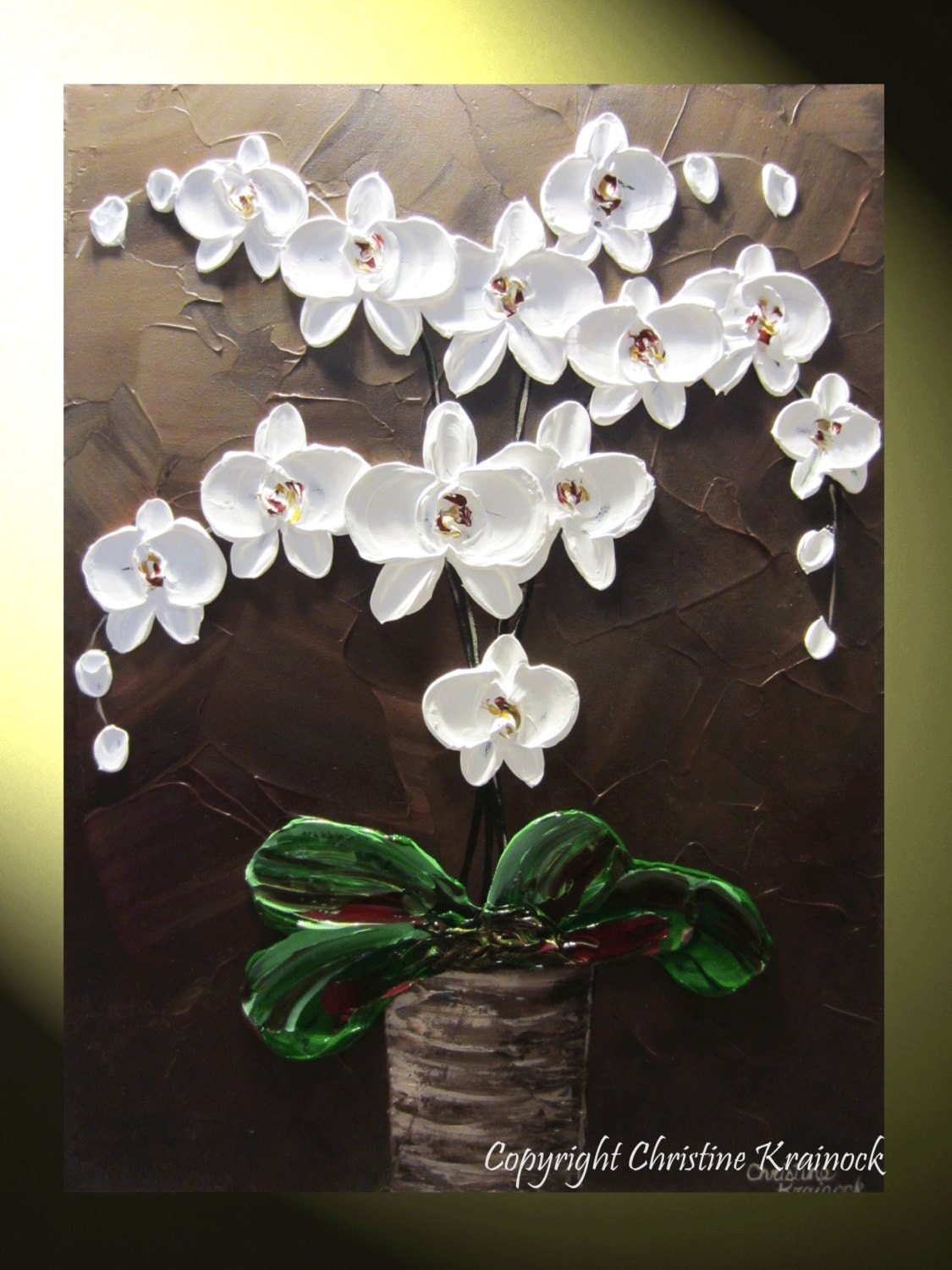 ORIGINAL Abstract Textured Painting Orchids White Flowers