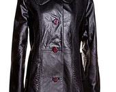 Manteau en cuir recyclé noir GR large