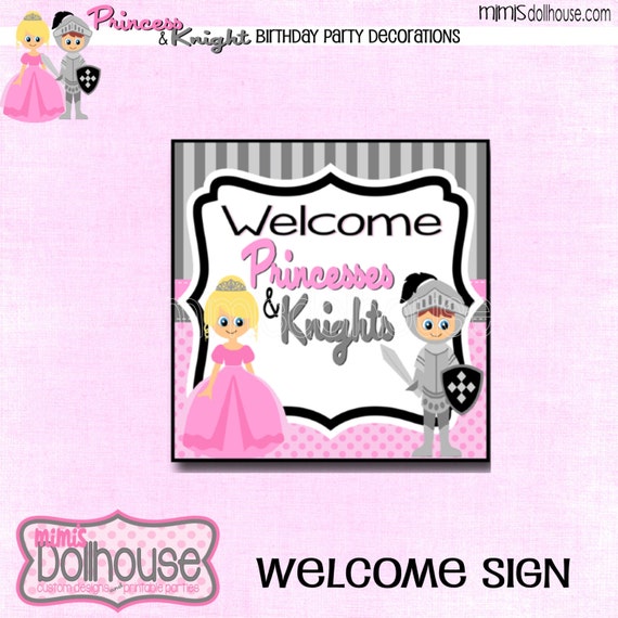 Princess & Knight Welcome Sign-Fairytale Princess and the Knight Welcome Sign-PDF Il_570xn