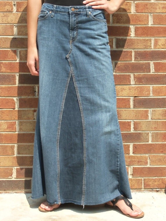 Long Jean Skirt Pieced Back Made To Order