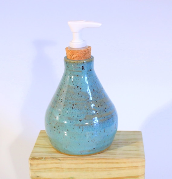 Ceramic Soap Dispenser Handmade Pottery Soap Bottle Turquoise
