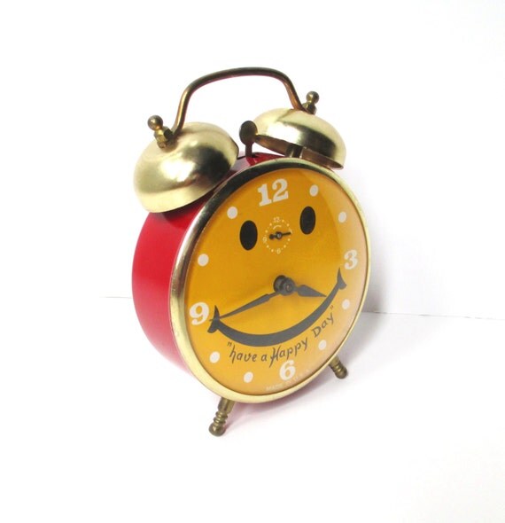 Vintage Alarm Clock Retro Lux Wind Up Clock Have A Happy