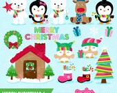 MERRY CHRISTMAS 1 Christmas Clipart, Penguins Clipart, Reindeer Clipart, Owls Clipart / Instant Download Il_170x135