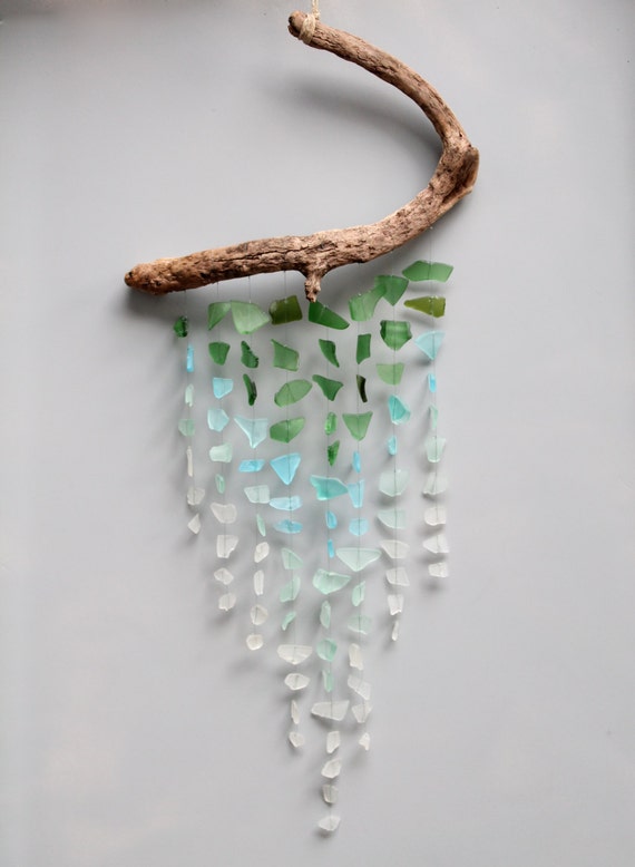 Sea Glass Driftwood Mobile Ombre Sea Glass Driftwood Mobile Ombre