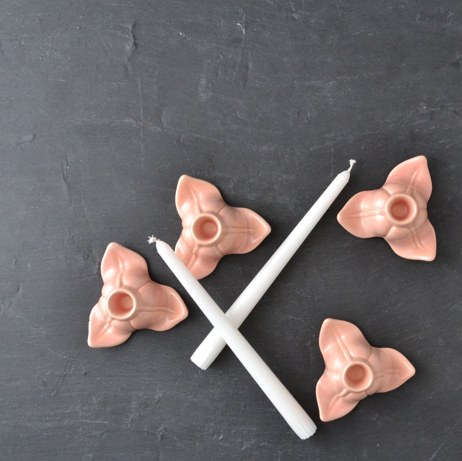 Pink Flower Candle Holders Ceramic Flower by KOLORIZE on Etsy